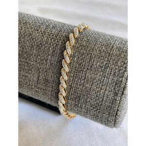 18k Gold Over Sterling Silver Vermeil Link Tennis Bracelet, Diamond Accent, Gift